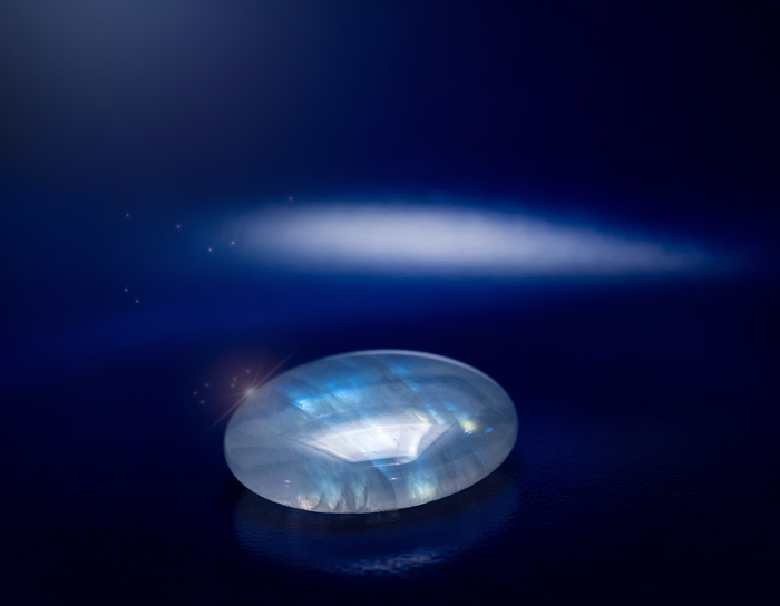 Moonstone specimen with a soft luminous blue-white adularescent sheen